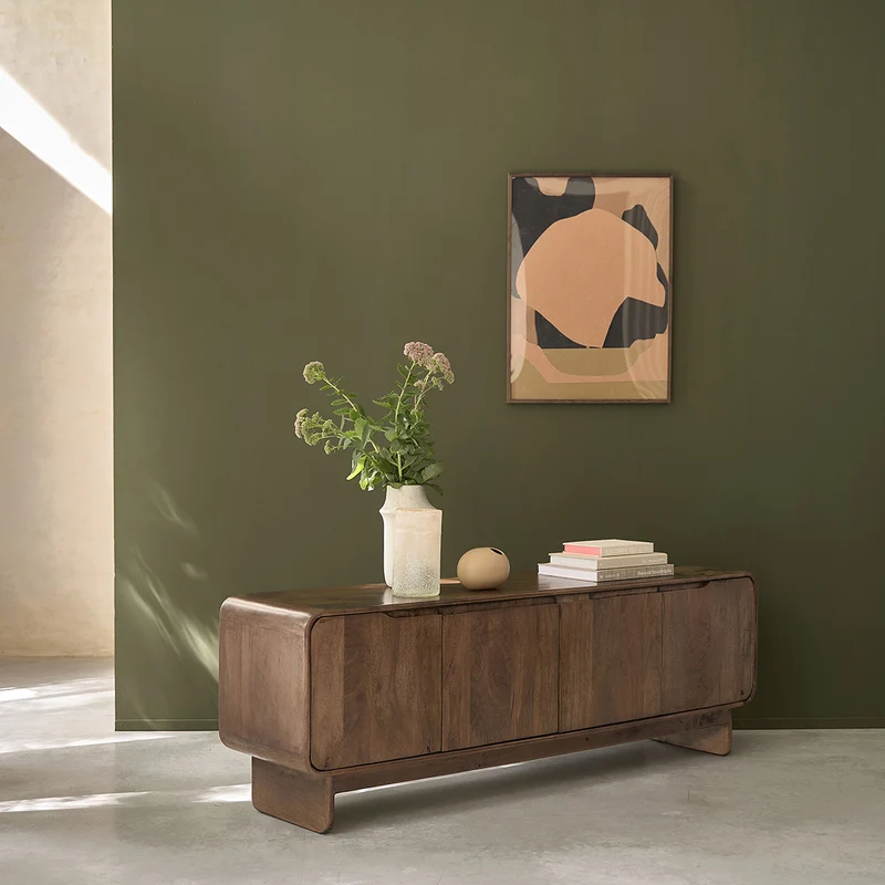 Mueble para la tele de madera maciza de mango, 160 cm