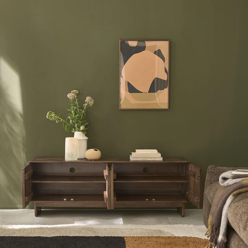Mueble para la tele de madera maciza de mango, 160 cm