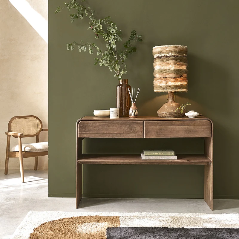 Consola de madera maciza de mango de 120 cm