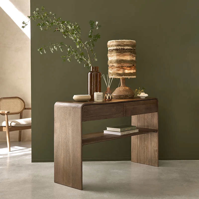 Consola de madera maciza de mango de 120 cm