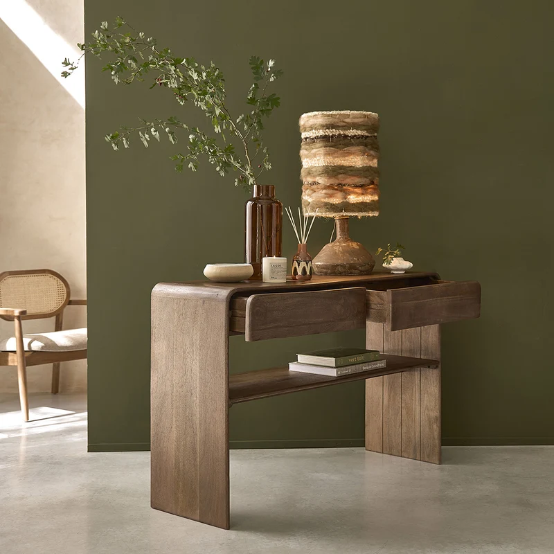 Consola de madera maciza de mango de 120 cm