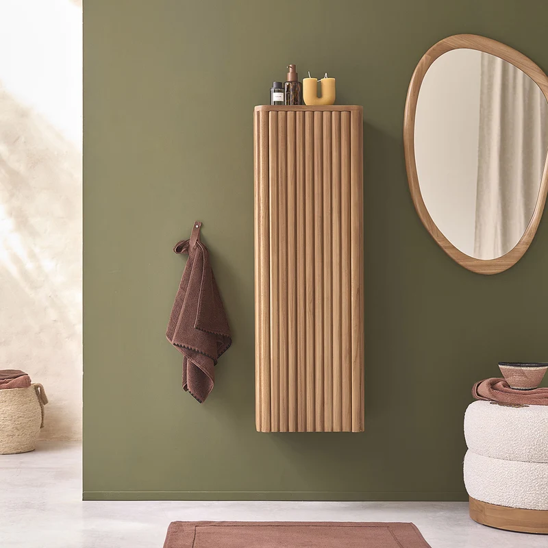 Mueble de baño suspendido de teca maciza de 120 cm