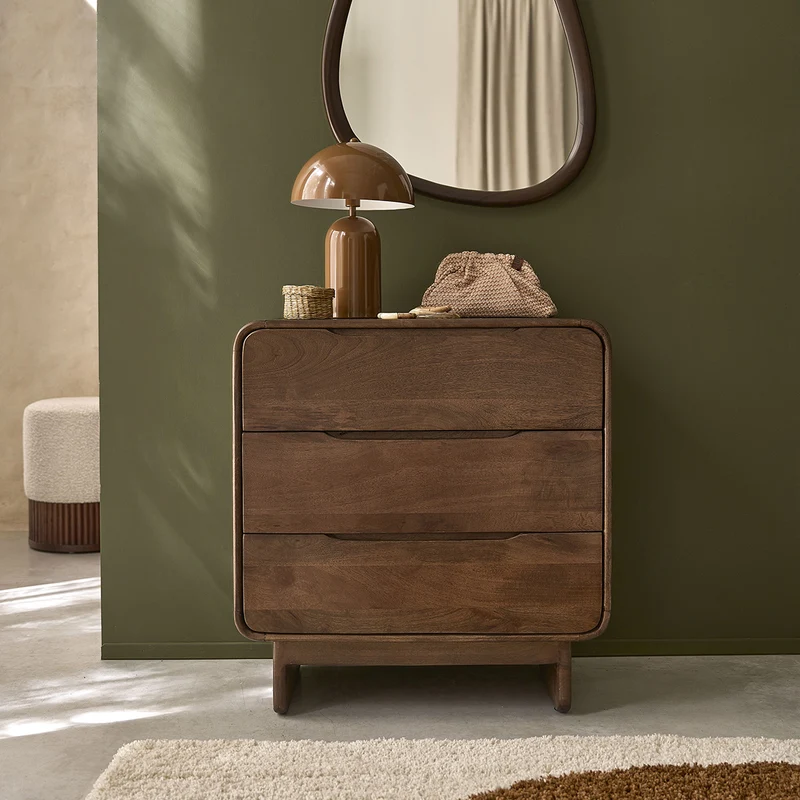 Cómoda de madera maciza de mango, 70 cm
