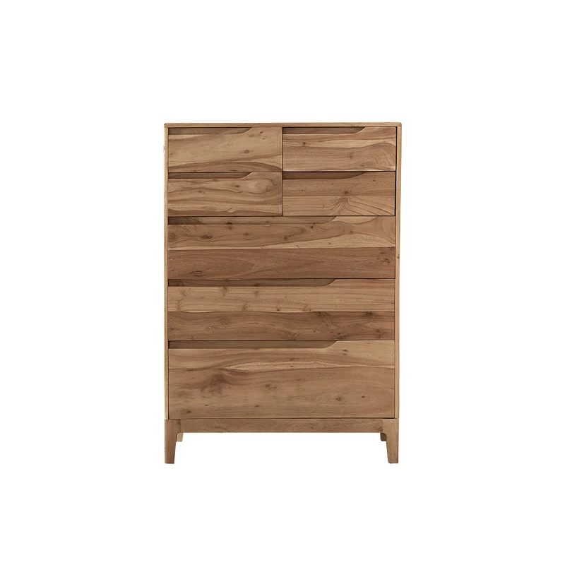 Cómoda de madera maciza de acacia de 80 cm