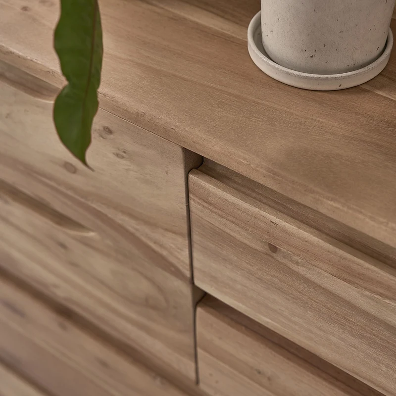 Cómoda de madera maciza de acacia de 80 cm