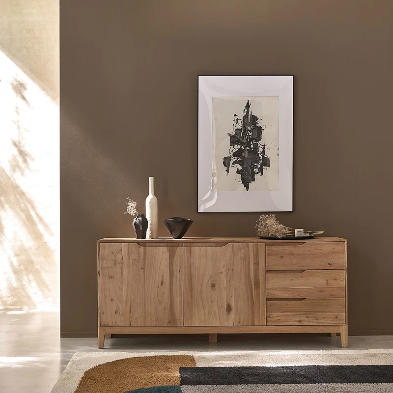 Aparador de madera maciza de acacia de 170 cm