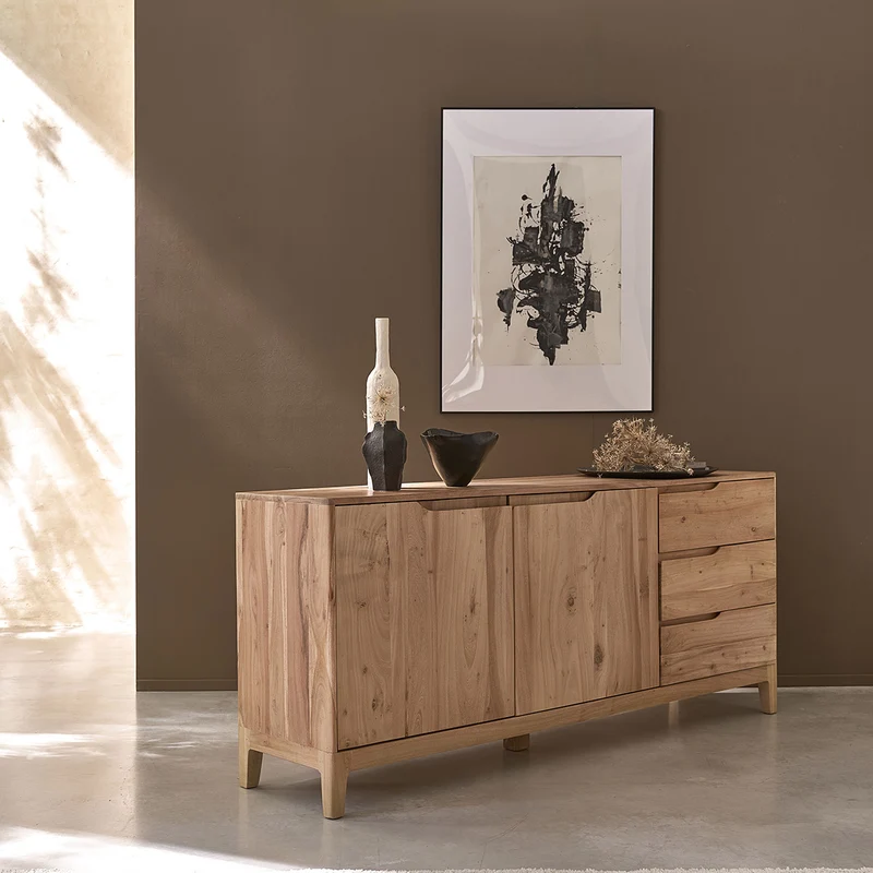 Aparador de madera maciza de acacia de 170 cm