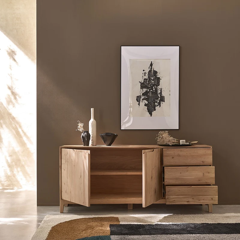 Aparador de madera maciza de acacia de 170 cm