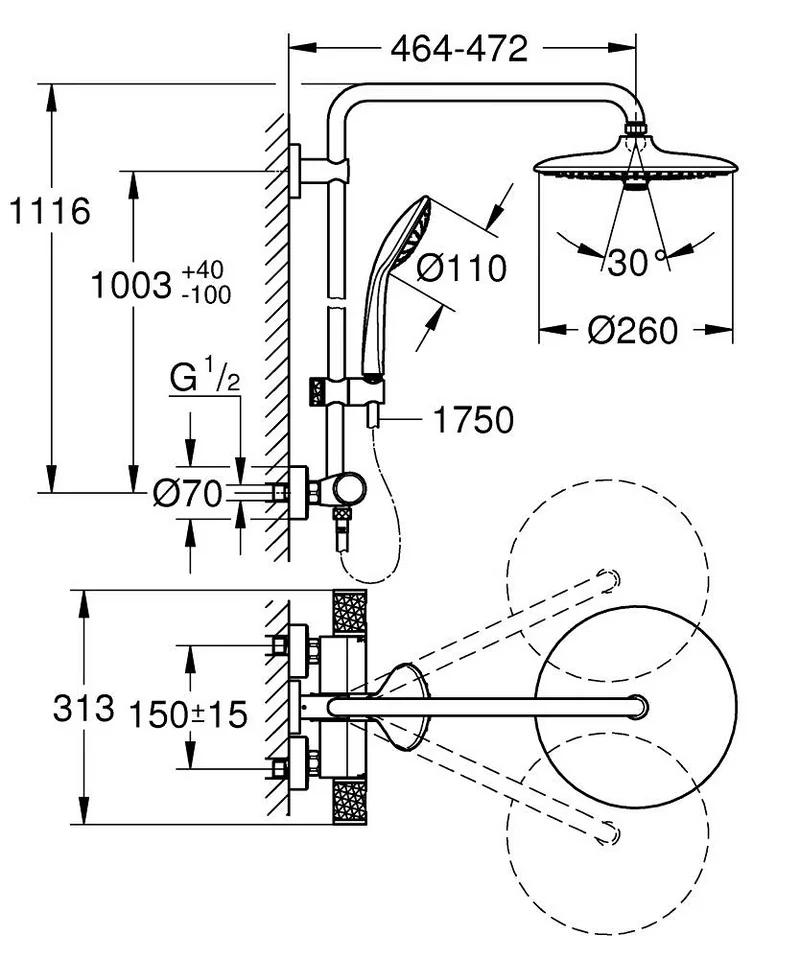 Sistema de ducha GROHE Euphoria System 260 con termostato