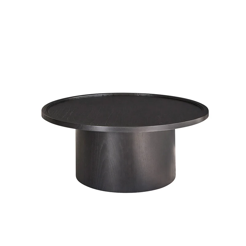 Mesa de centro redonda de mindi macizo negro ø 100 cm