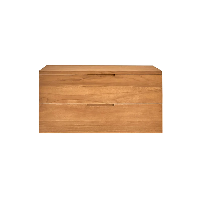 Mueble bajo lavabo suspendido de teca maciza de 80 cm