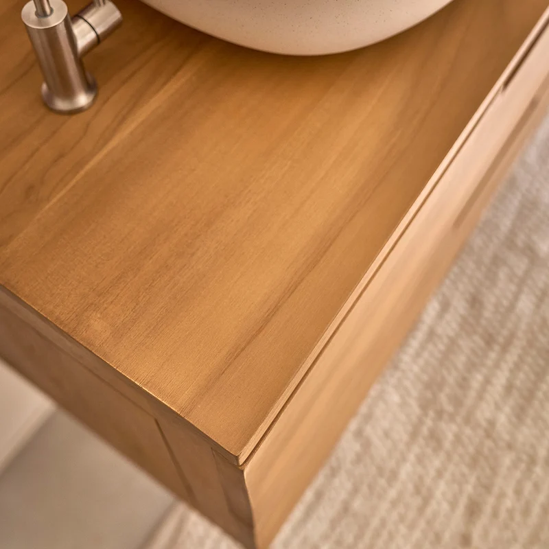 Mueble bajo lavabo suspendido de teca maciza de 80 cm