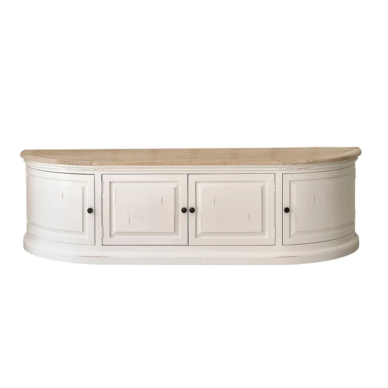 Mueble de TV de madera de caoba y teca blanco 160 cm