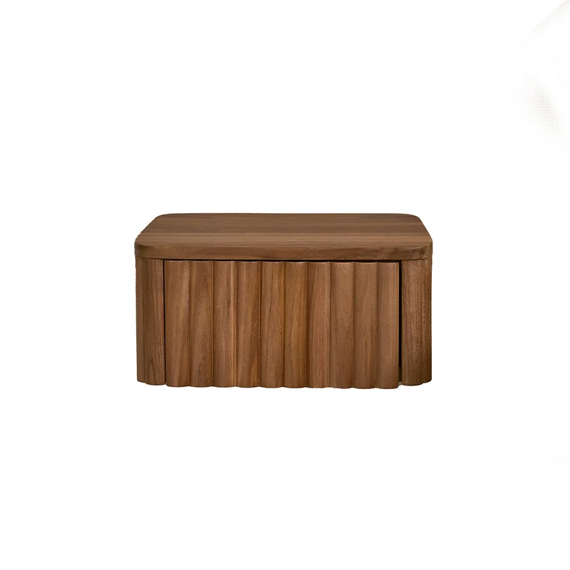 Mesita de noche suspendida de madera de teca 45 cm