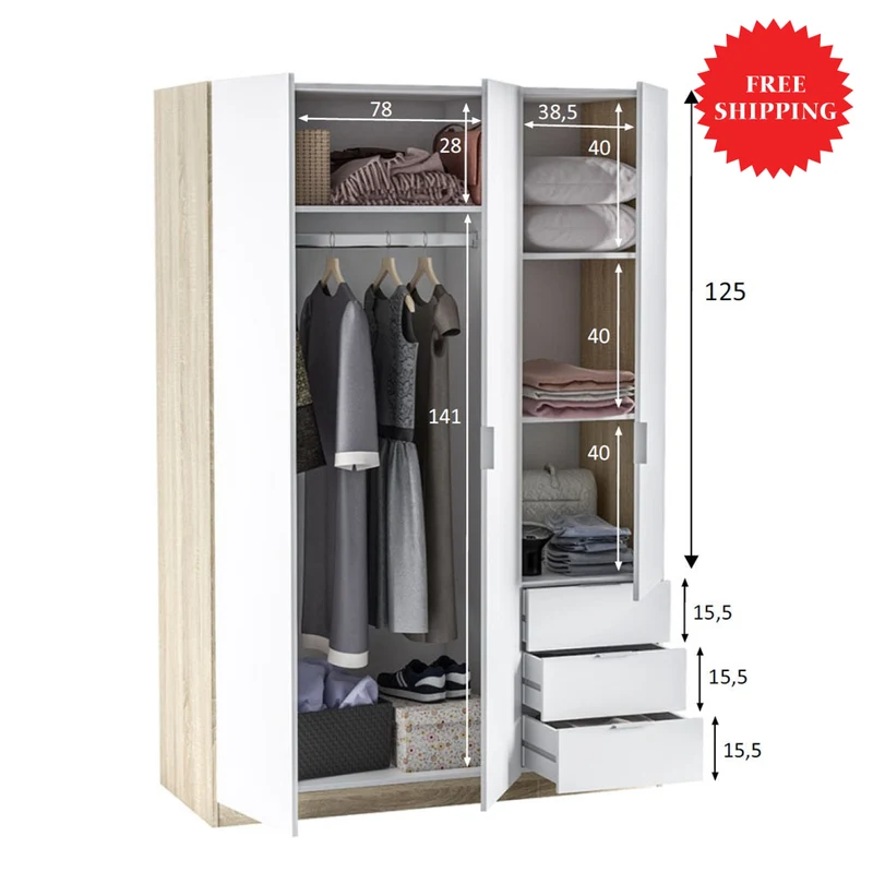 Armario 3 Puertas 3 cajones LC 121 - Envío GRATIS