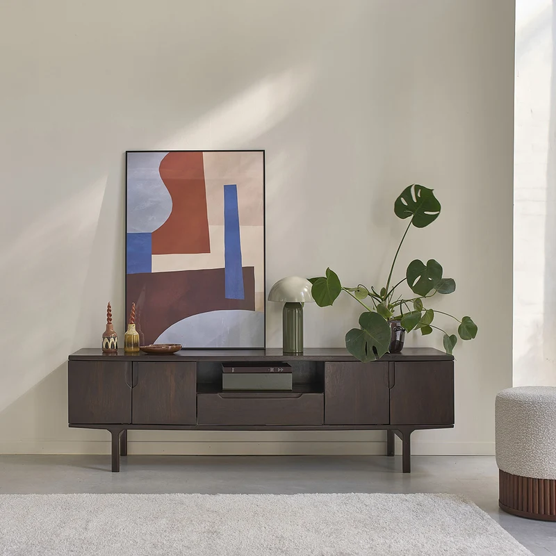 Mueble para la tele de madera maciza de mango, 180 cm