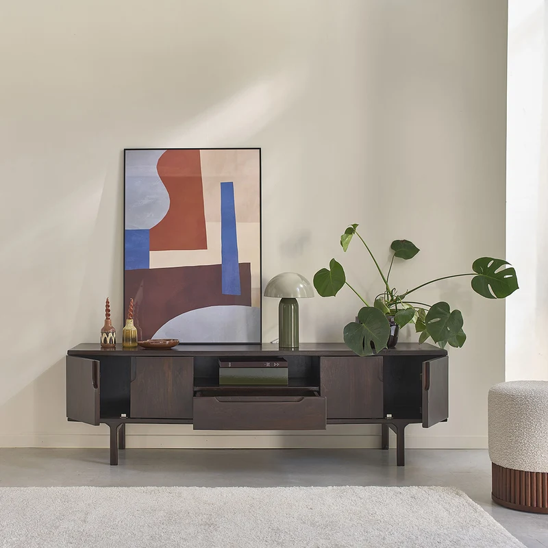 Mueble para la tele de madera maciza de mango, 180 cm