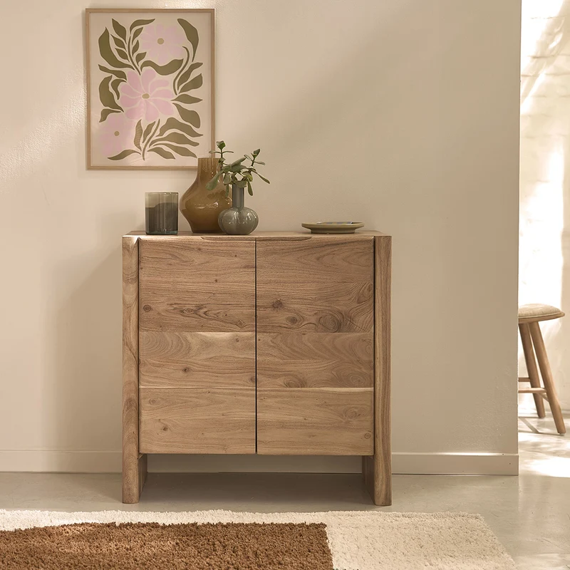 Aparador de acacia maciza de 80 cm
