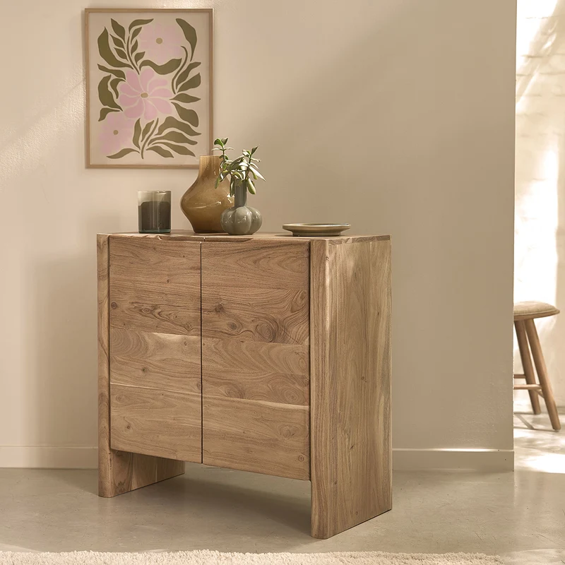 Aparador de acacia maciza de 80 cm