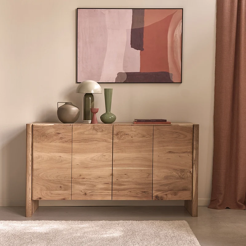 Aparador de madera maciza de acacia de 150 cm