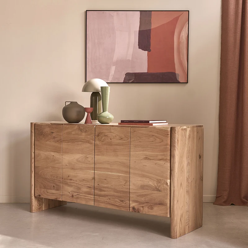 Aparador de madera maciza de acacia de 150 cm