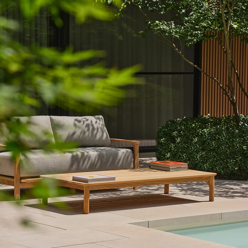 Mesa baja de jardín de teca maciza de 170 cm