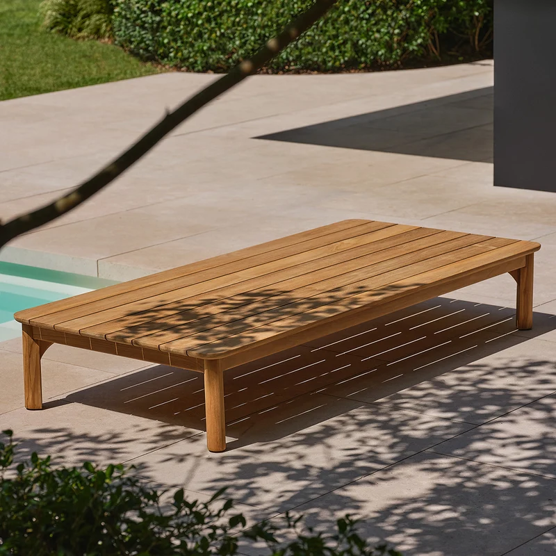 Mesa baja de jardín de teca maciza de 170 cm