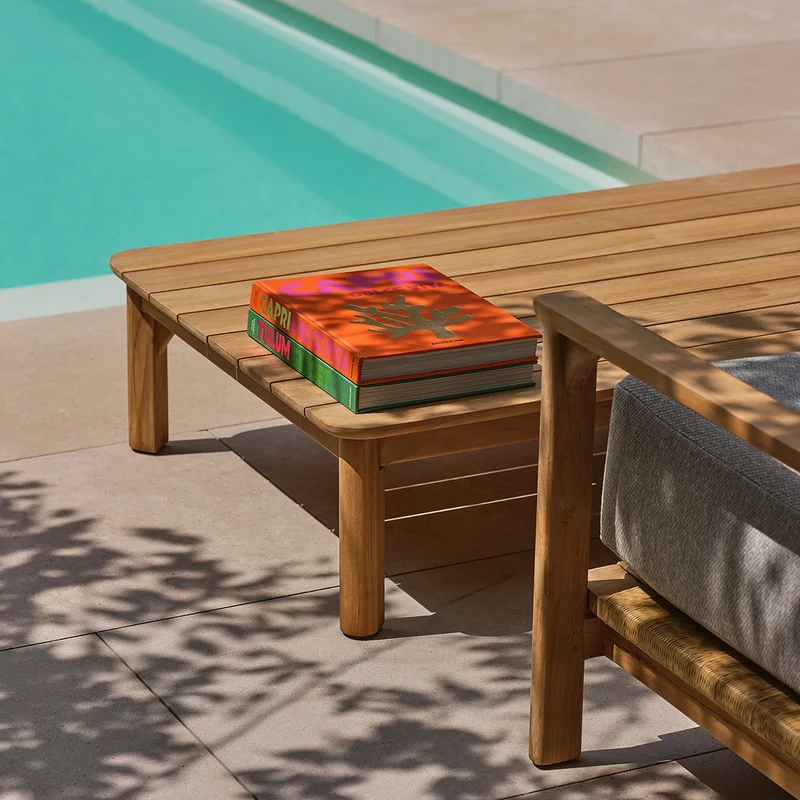 Mesa baja de jardín de teca maciza de 170 cm