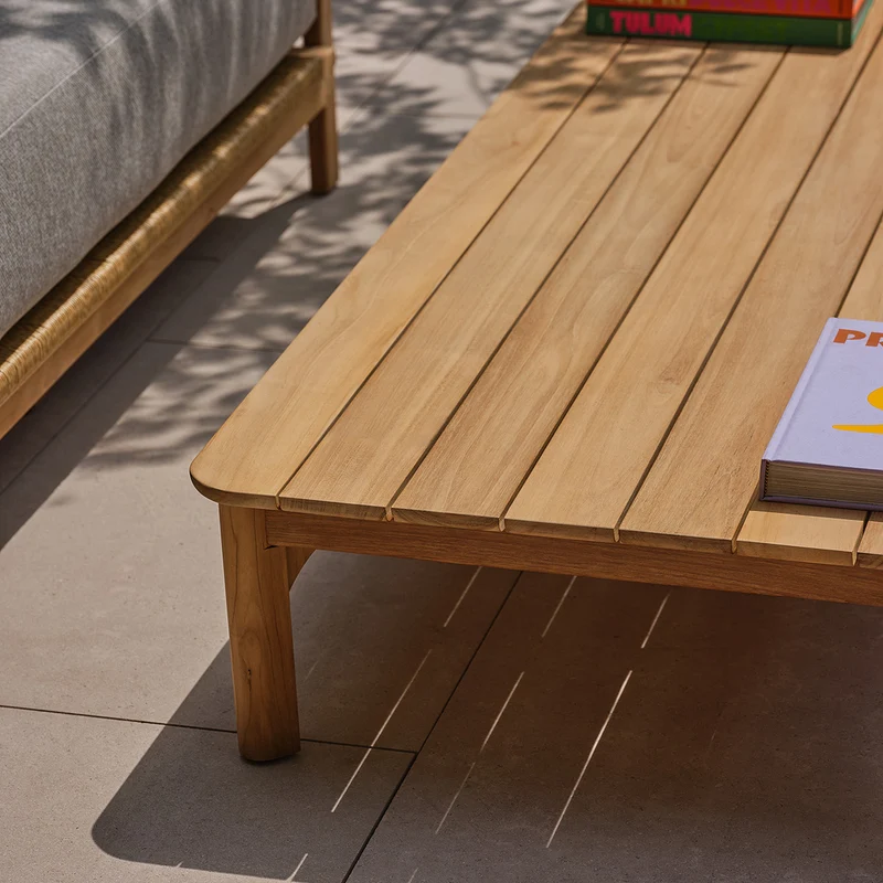Mesa baja de jardín de teca maciza de 170 cm