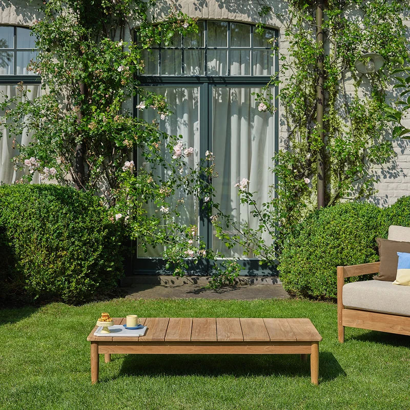 Mesa baja de jardín de teca maciza de 140 cm