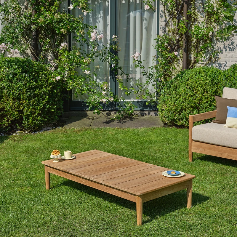 Mesa baja de jardín de teca maciza de 140 cm