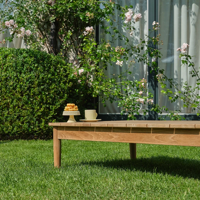 Mesa baja de jardín de teca maciza de 140 cm