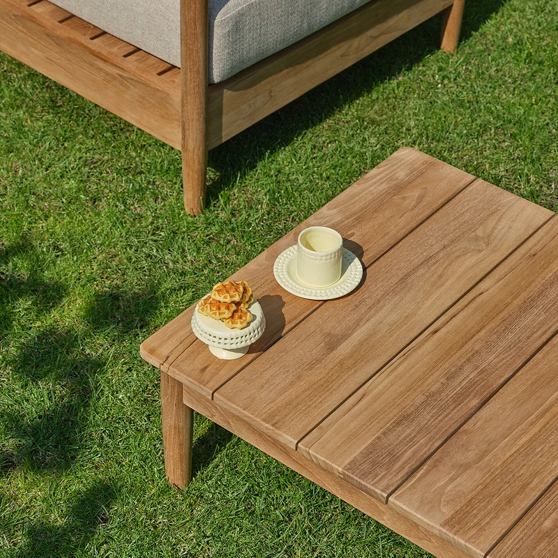 Mesa baja de jardín de teca maciza de 140 cm