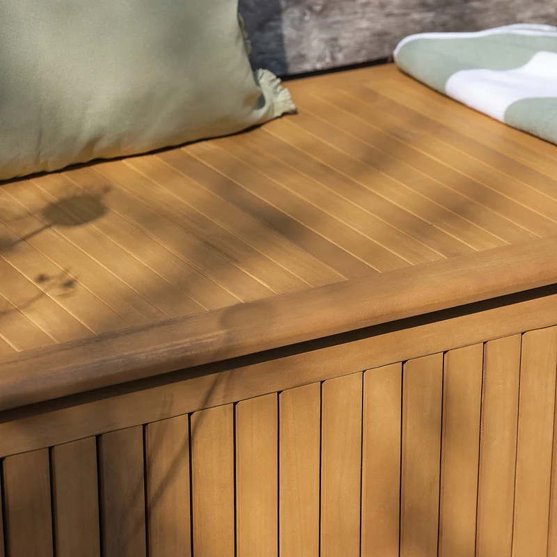 Caja de almacenamiento para jardín de madera maciza de acacia aceitada