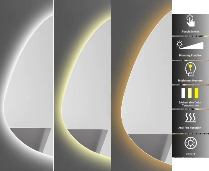 Espejo LED Asimétrico para Baño antivaho 100x70 cm