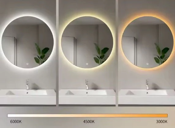 Espejo led baño circular 3 colores de luz y antivaho 80