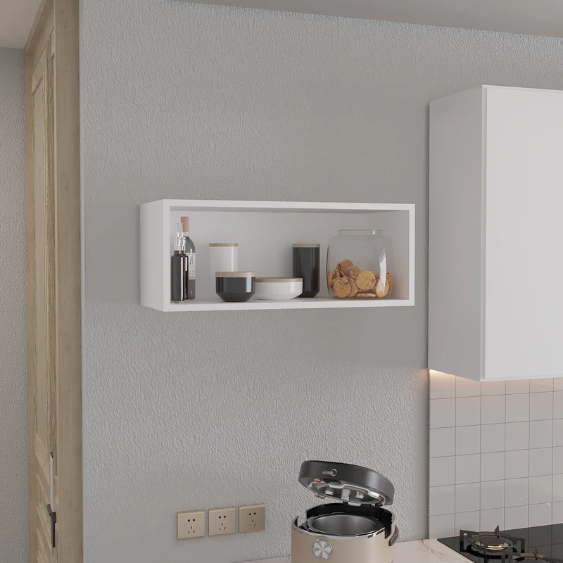 TUHOME Gabinete de Pared Hard Rock en Melamina con Almacenamiento Abierto