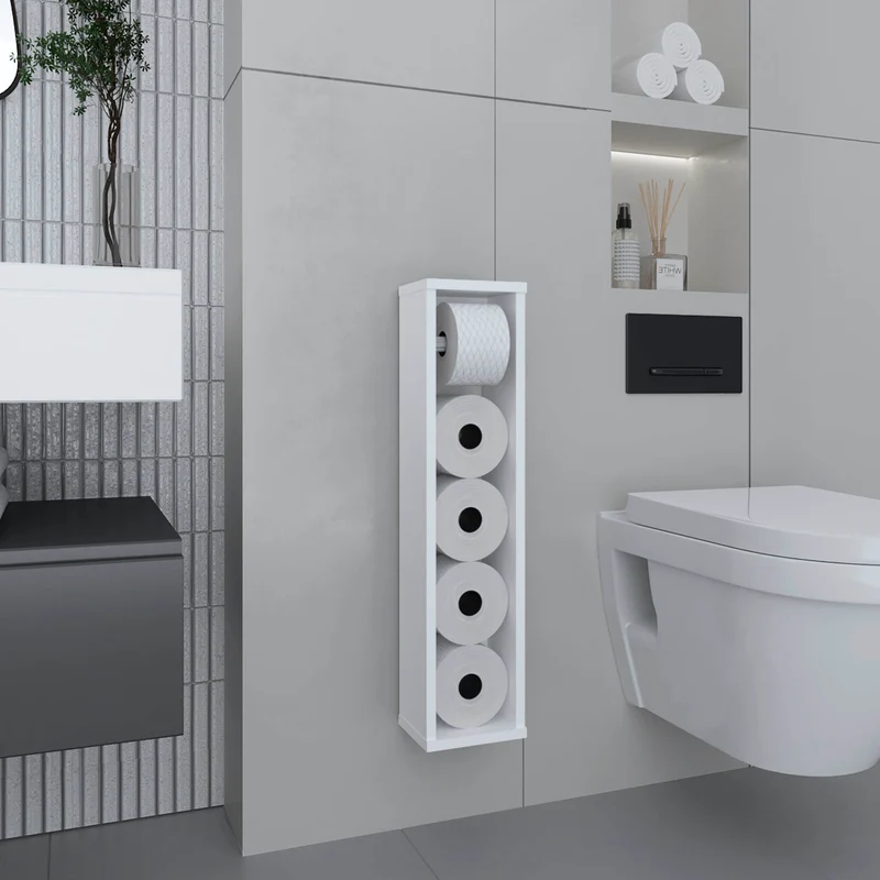 TUHOME Porta Papel Higiénico Supai en Melamina, Blanco
