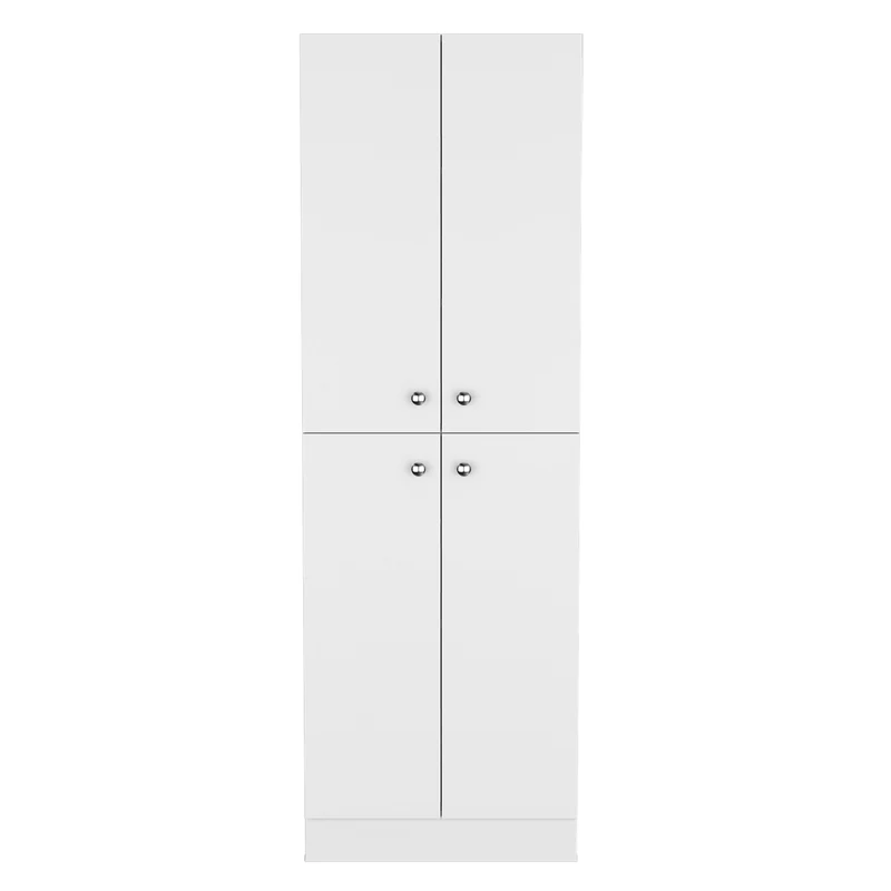 TUHOME Gabinete de Despensa Cameron con 4 Puertas y 5 Estantes Ocultos, Blanco