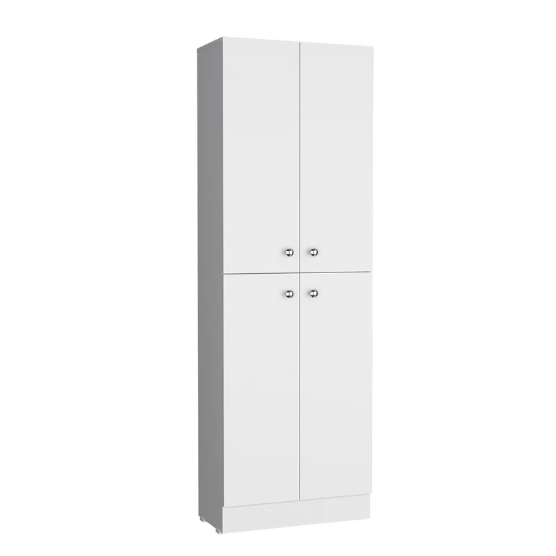 TUHOME Gabinete de Despensa Cameron con 4 Puertas y 5 Estantes Ocultos, Blanco