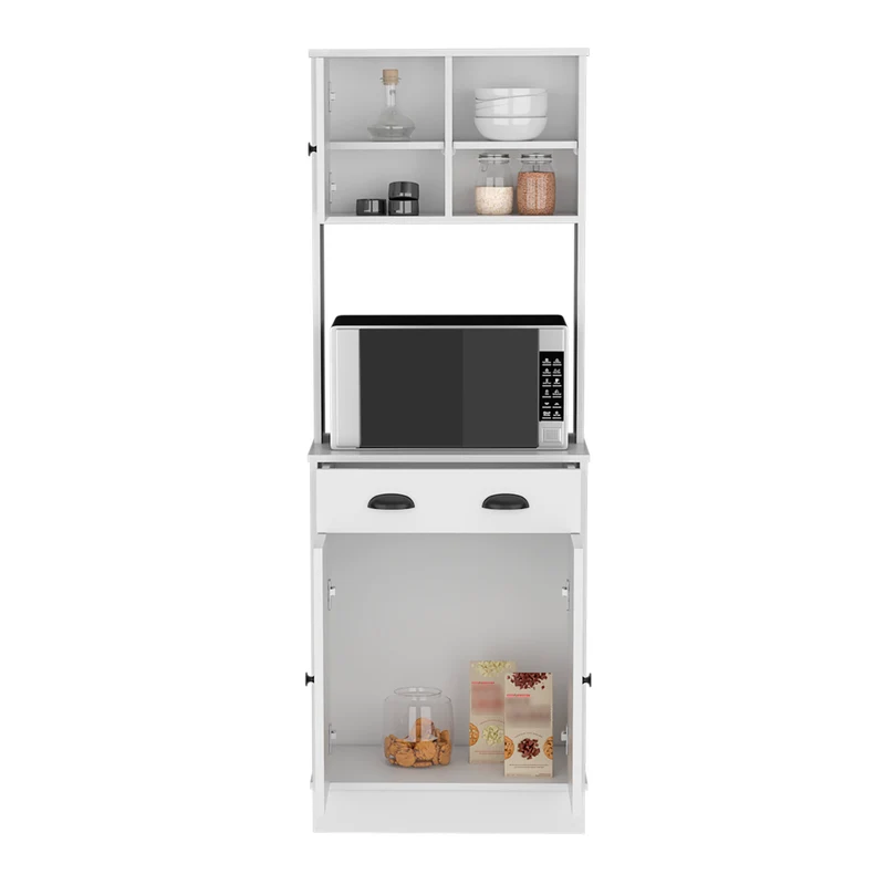 TUHOME Gabinete de Cocina para Microondas Powell con 3 Puertas, Manijas y Cajón