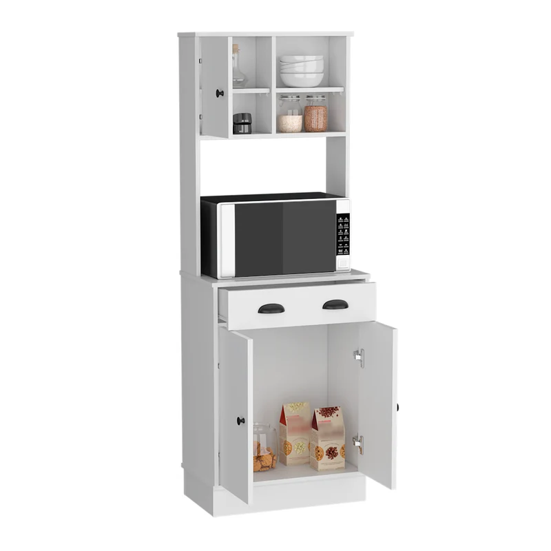 TUHOME Gabinete de Cocina para Microondas Powell con 3 Puertas, Manijas y Cajón