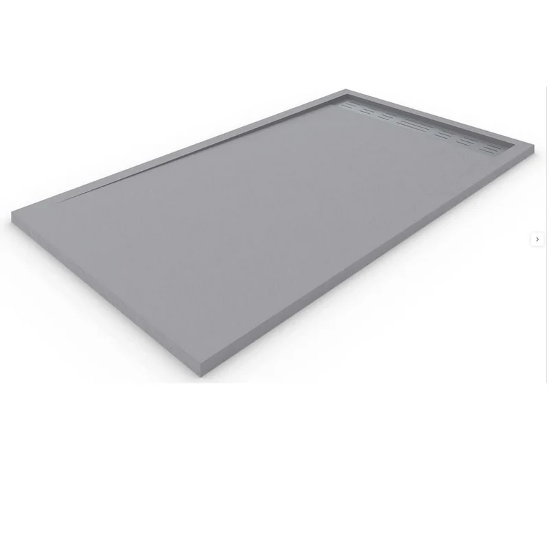 Columbia | Plato de Ducha de Resina Antideslizante | Válvula Oculta y Rejilla Acero Inoxidable | Textura Piedra | Color Gris 7753
