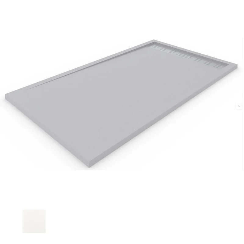 Columbia | Plato de Ducha de Resina Antideslizante | Válvula Oculta y Rejilla Acero Inoxidable | Textura Piedra | Color Gris 7035