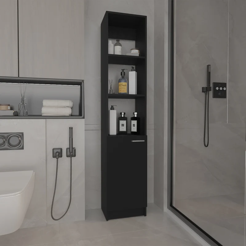 Columna de Baño Malaga en melamina con un gabinete y 3 estantes