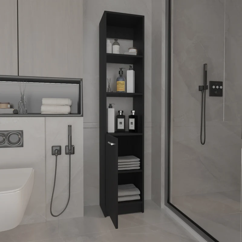 Columna de Baño Malaga en melamina con un gabinete y 3 estantes