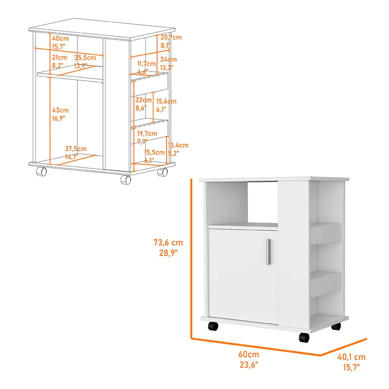 Armario inferiror Lower para microondas en melamina con gabinete y 4 estantes