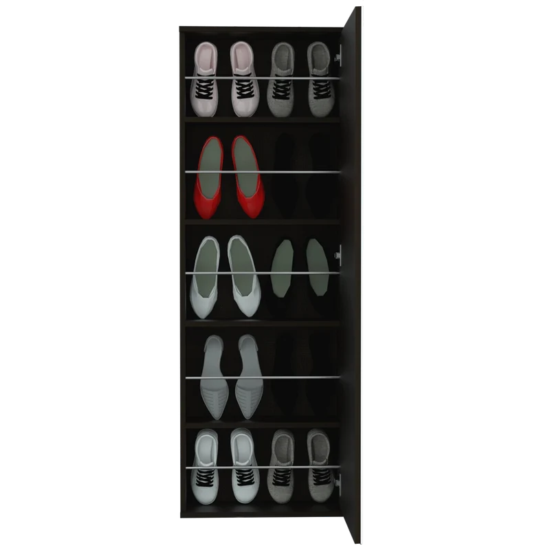 Zapatero Leto Montable en Pared con Espejo, Estilo Moderno y con Espacio, Wengue