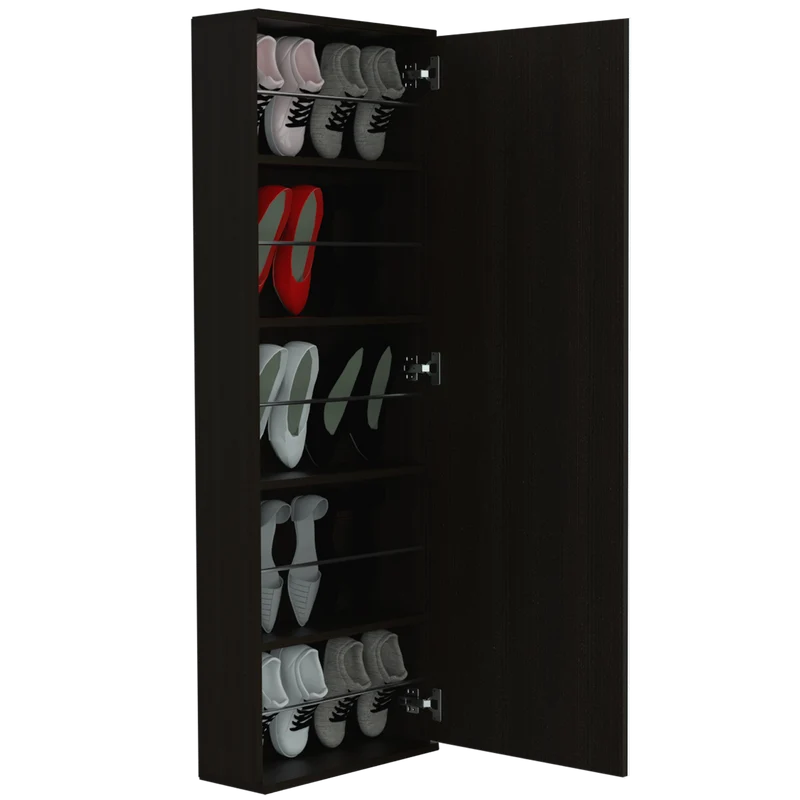 Zapatero Leto Montable en Pared con Espejo, Estilo Moderno y con Espacio, Wengue