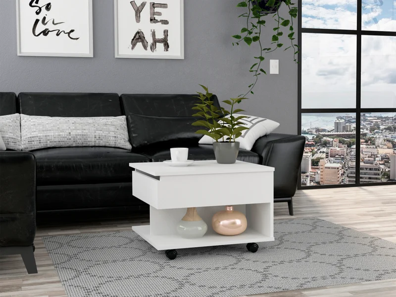 Mesa de Centro Elevable Luanda, con ruedas , Wengue